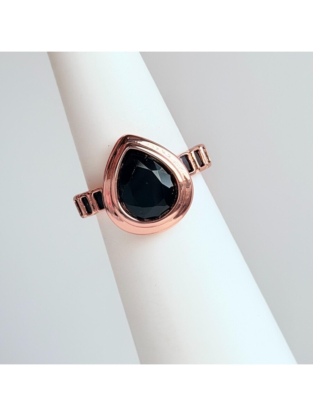 Bomb Party Ring Sz 8 "Glimmer Like A Secret" Black Onyx on Rose Gold BORG Bezel